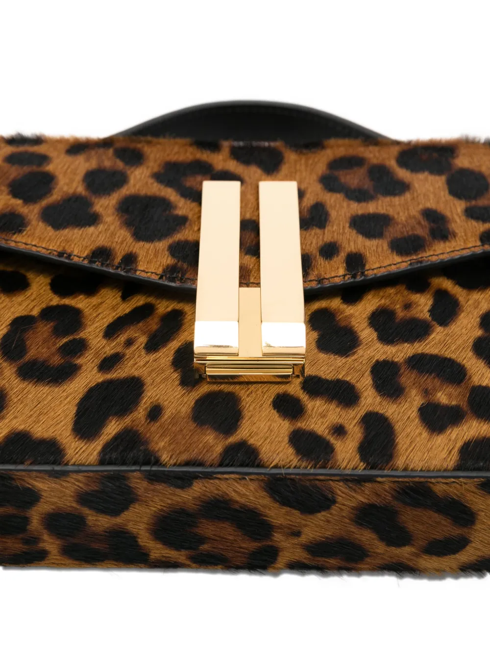 Demellier Vancouver Leopard-print Calf Hair Clutch In Brown