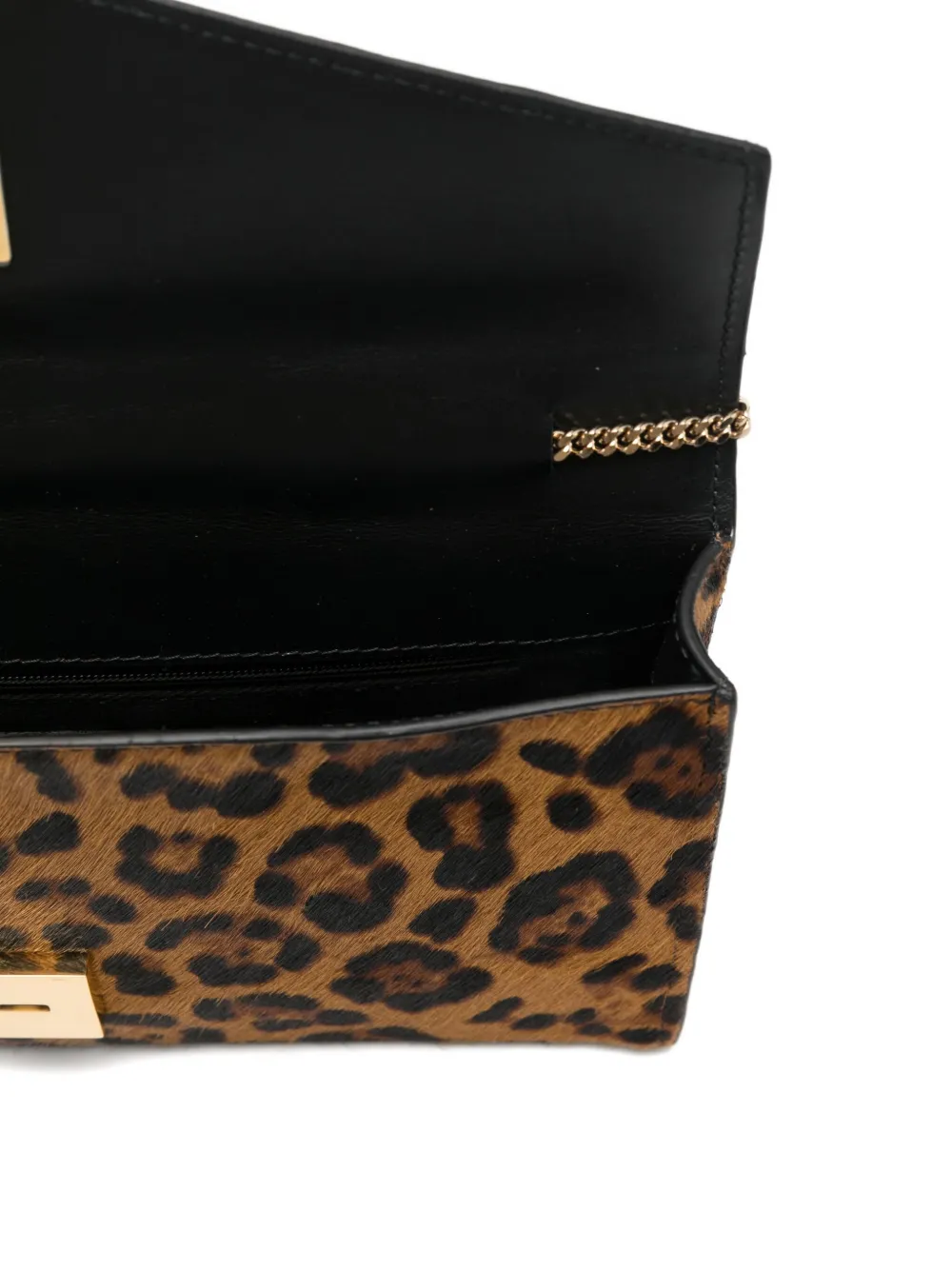 Demellier Vancouver Leopard-print Calf Hair Clutch In Brown
