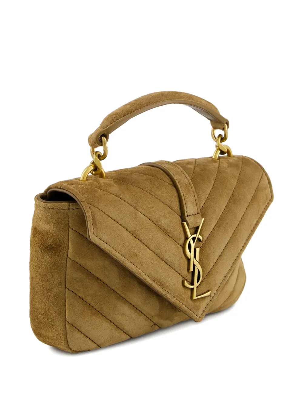 Saint Laurent College Chevron-quilted Suede Shoulder Bag