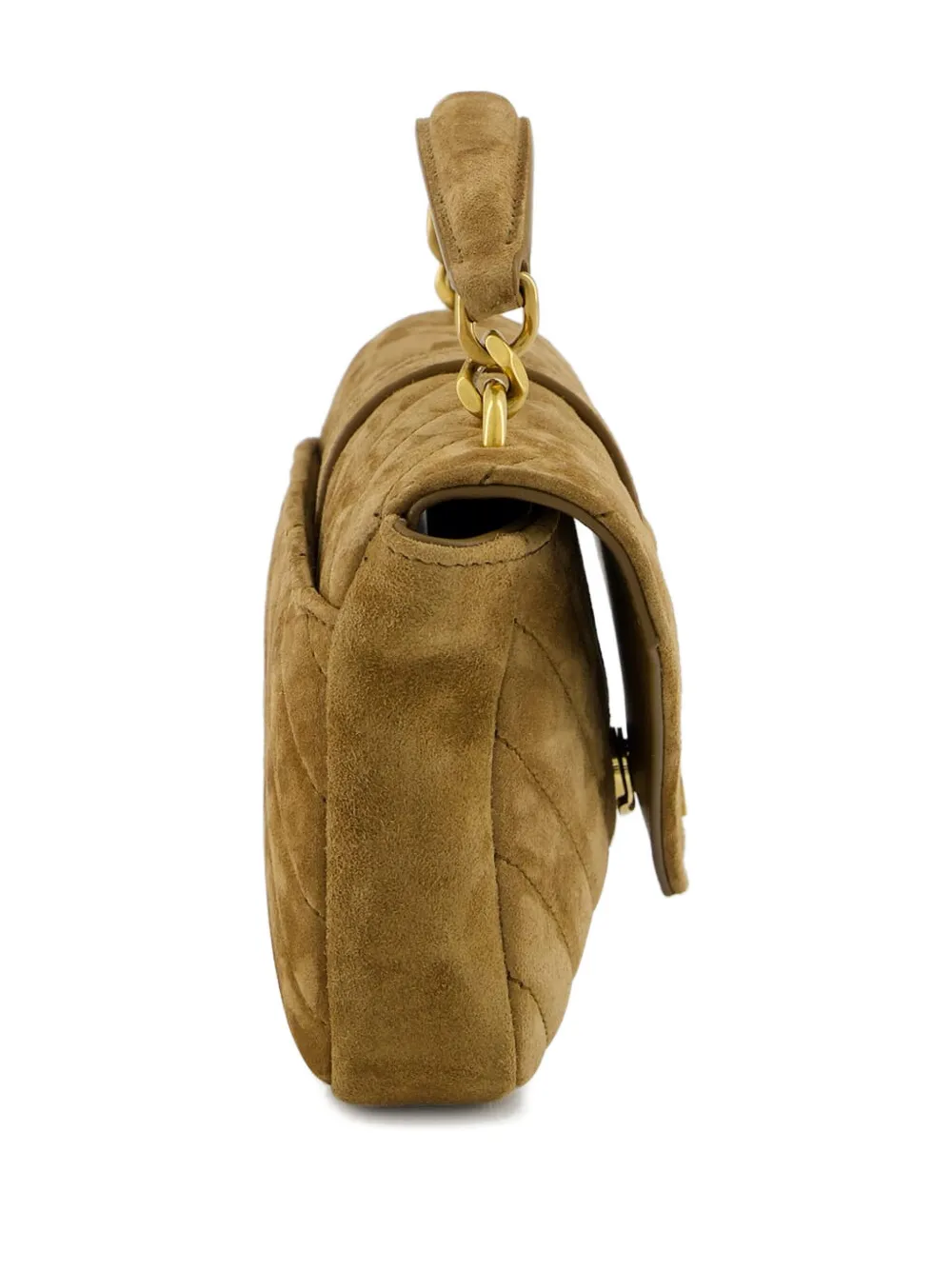 Saint Laurent College Chevron-quilted Suede Shoulder Bag