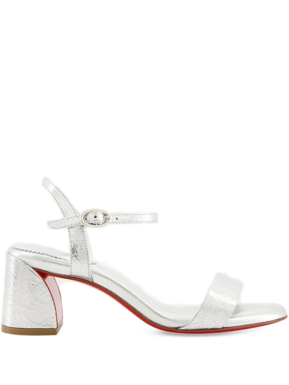 Christian Louboutin 55mm metallic-effect leather ankle-strap sandals | Silver | Image 1