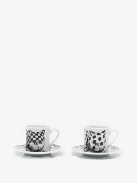 Fornasetti High Fidelity cat-print teacups (set of two)