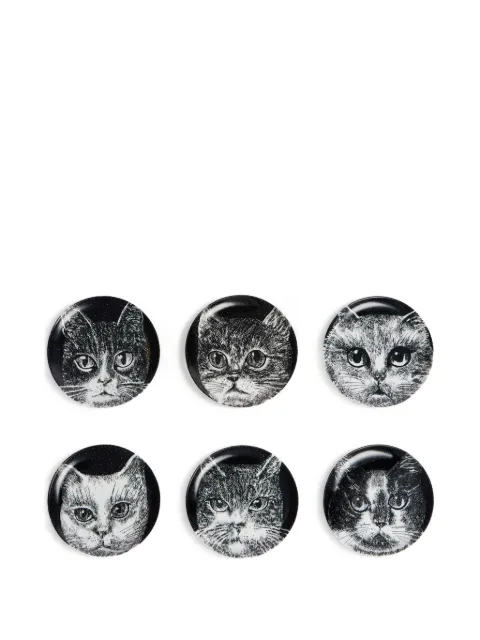Fornasetti Gatti cat-print plates (set of six)