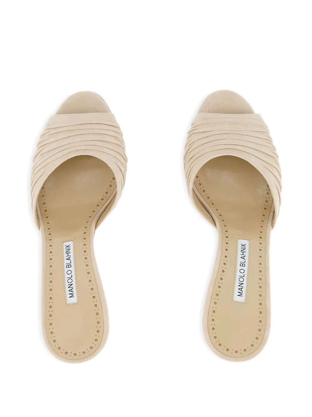 Manolo Blahnik 70mm Pirua ruffled sandals Beige