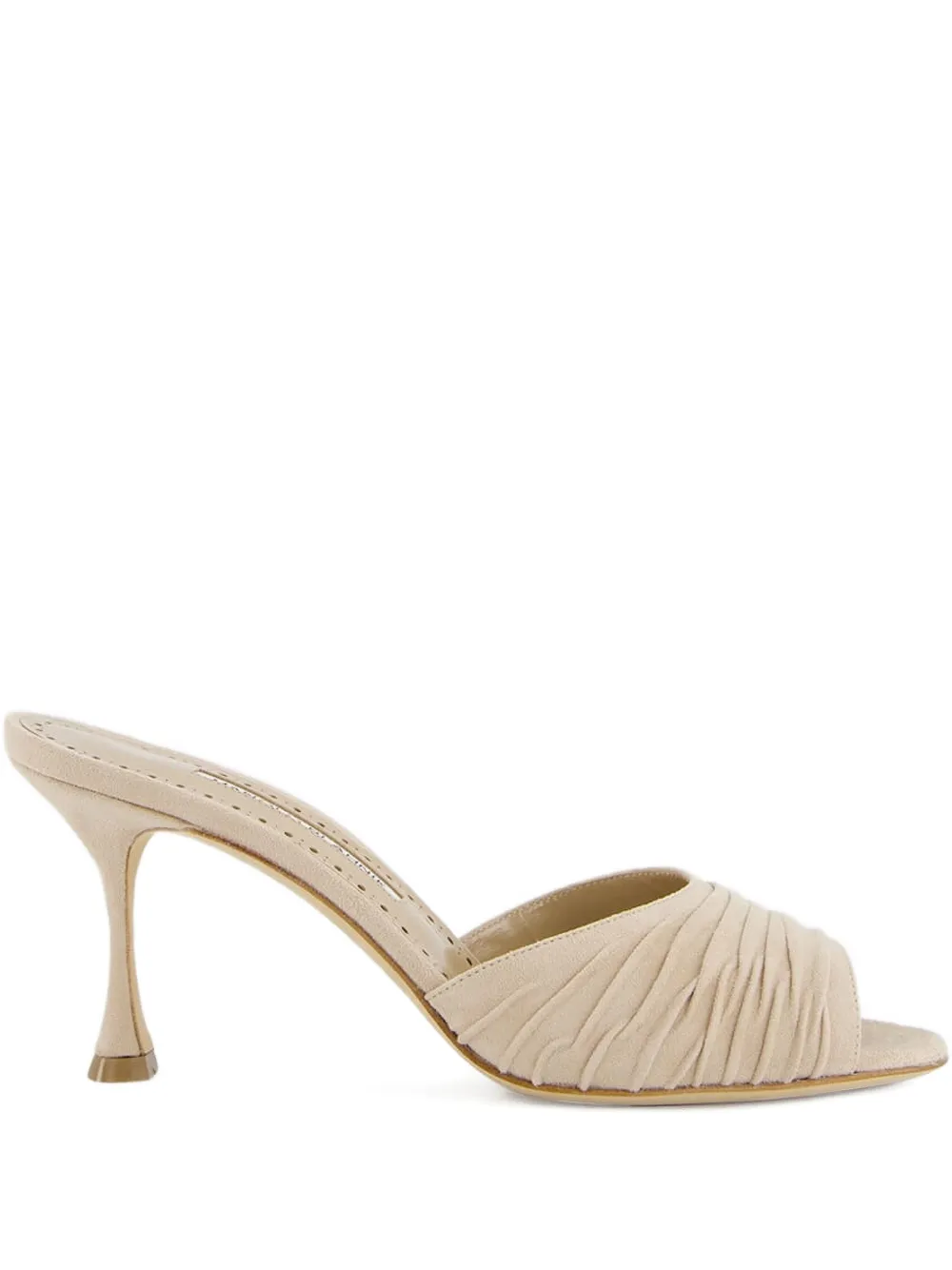 Manolo Blahnik 70mm Pirua ruffled sandals Beige
