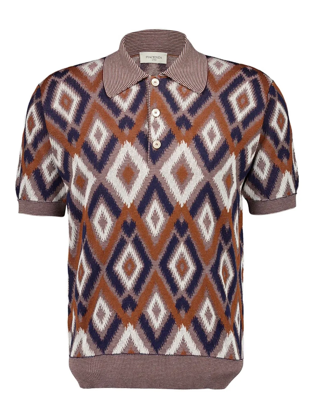 Piacenza Cashmere diamond-pattern three-button polo shirt | Brown | Image 1