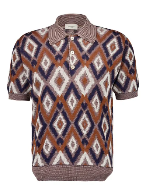 Piacenza Cashmere diamond-pattern three-button polo shirt