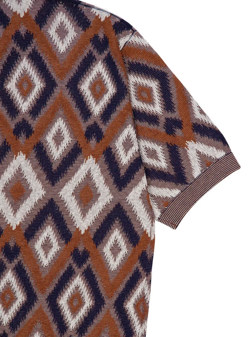 Diamond-Pattern Three-Button Polo Shirt