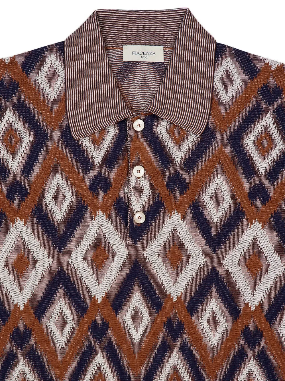 Diamond-Pattern Three-Button Polo Shirt