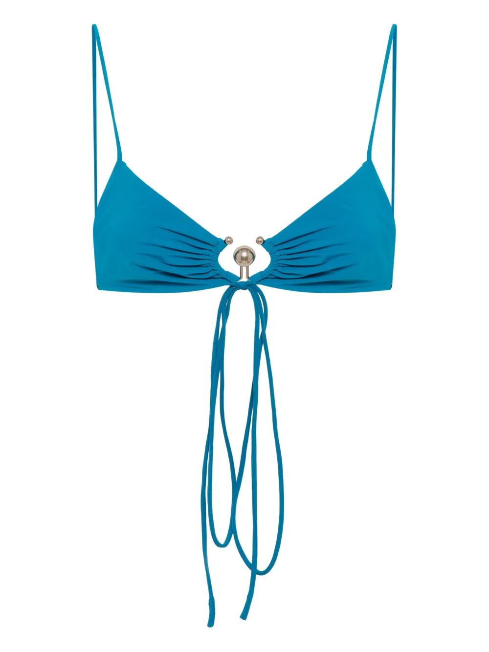 Christopher Esber ruched orbit triangle bikini top | Blue | Image 1