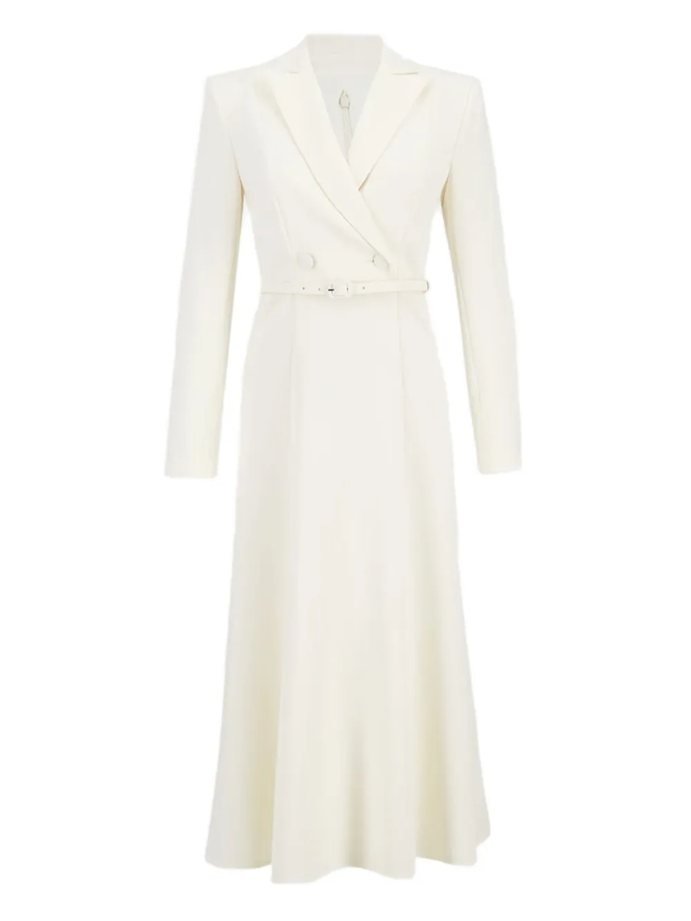 belted double-breasted midi dress