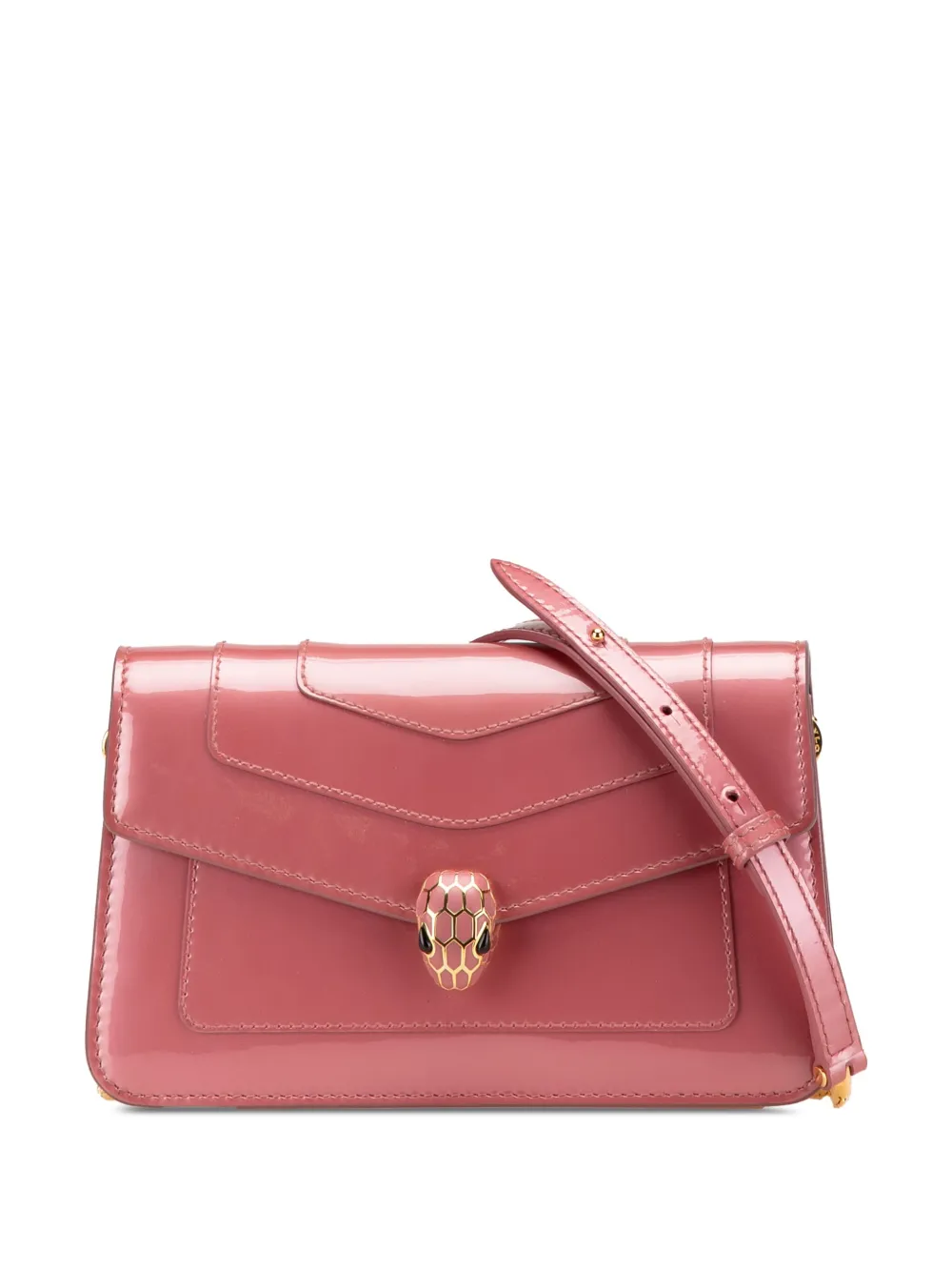 Pre-owned Bvlgari 2000-2024 Patent Serpenti Forever Wallet On Chain Crossbody Bag