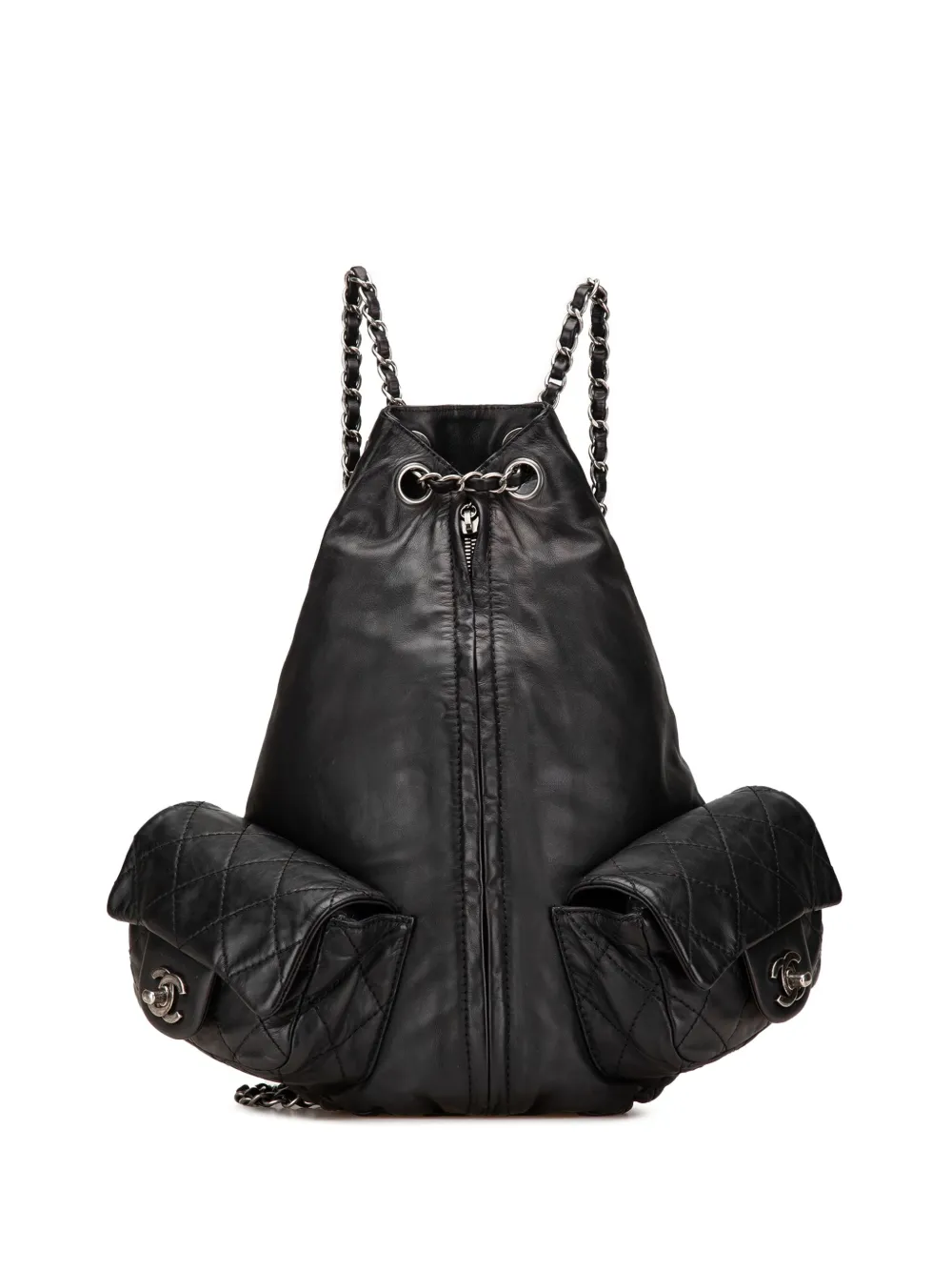CHANEL Pre-Owned 2012-2013 Large Calfskin is Back backpack - ブラック CHANEL Pre-Owned 2012-2013 Large Calfskin is Back backpack - ブラック