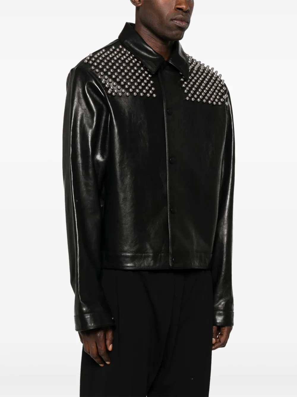 Jil Sander Leren jack Zwart