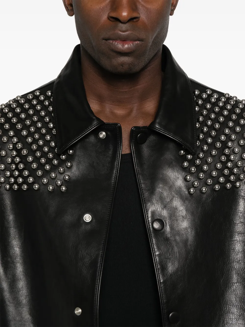 Jil Sander Leren jack Zwart