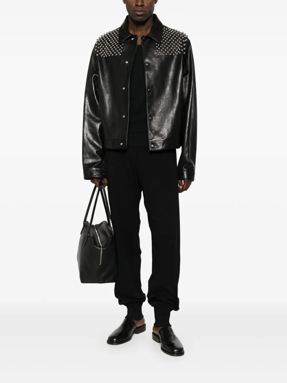 Jil Sander Leren jack Zwart