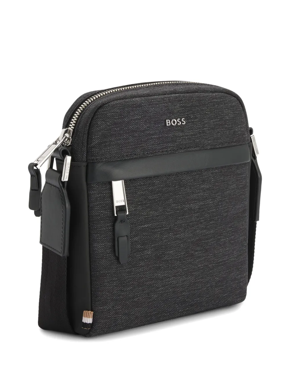 Hugo Boss Logo-print Crossbody Bag In Gray