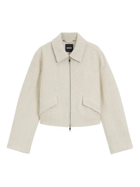 BOSS textured cropped jacket