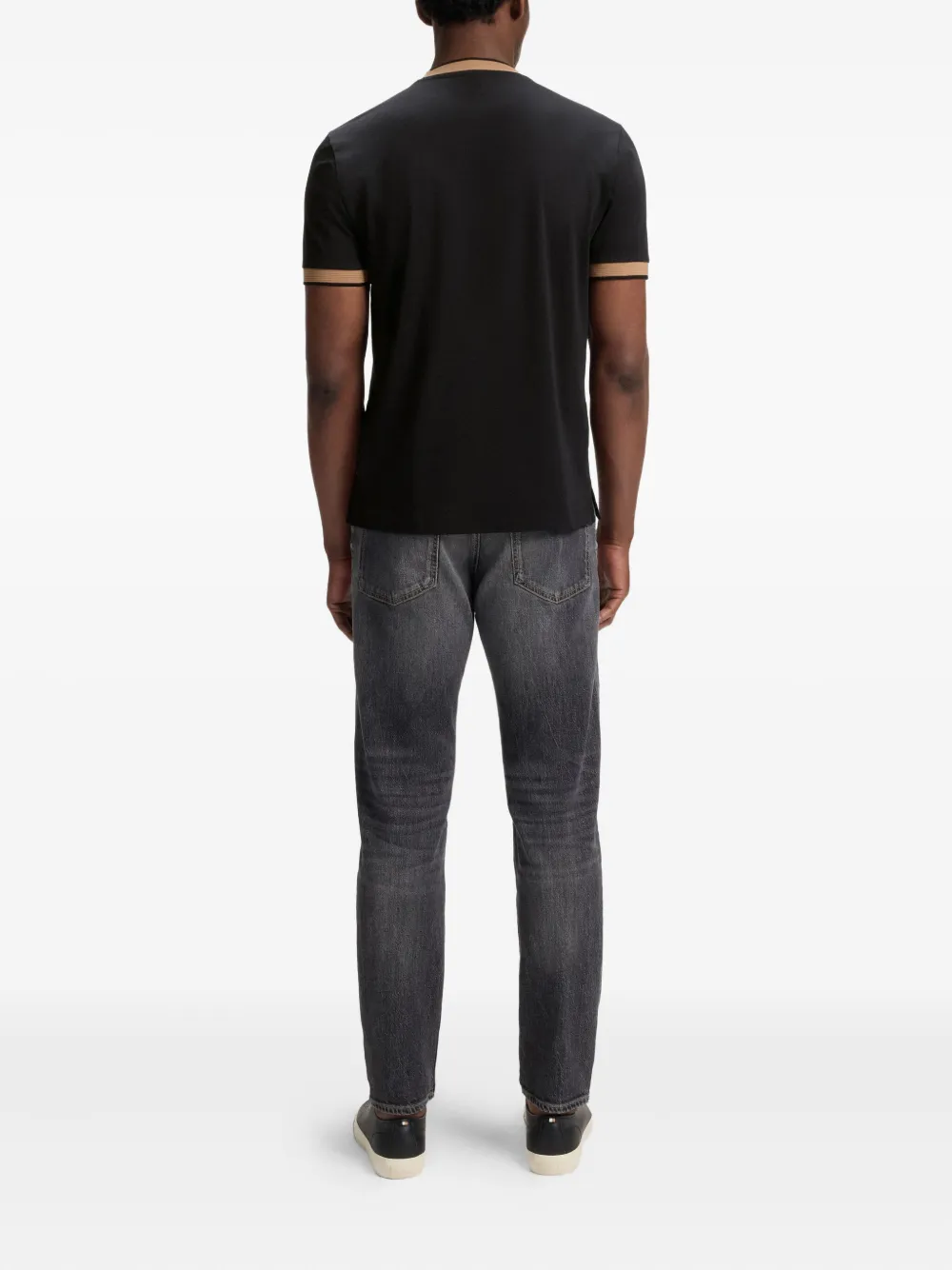 BOSS T-shirt met contrasterende afwerking Zwart
