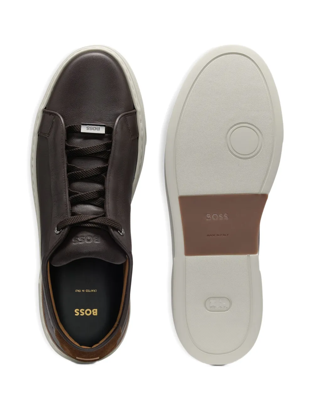 BOSS Gary leather lace-up sneakers Brown
