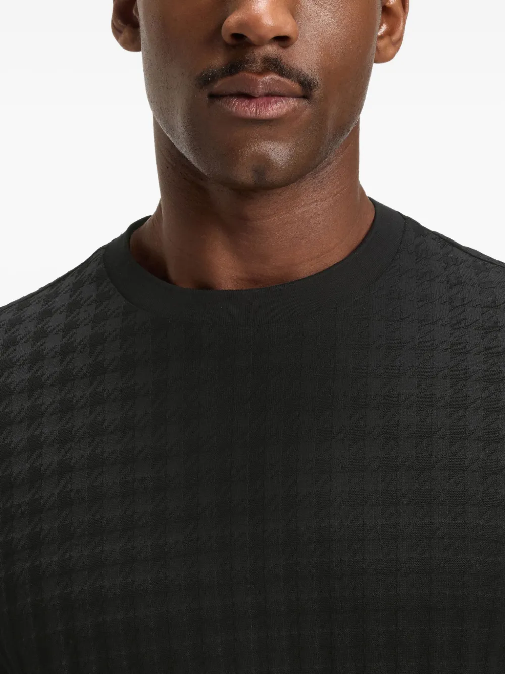 BOSS T-shirt met pied-de-poule print Zwart
