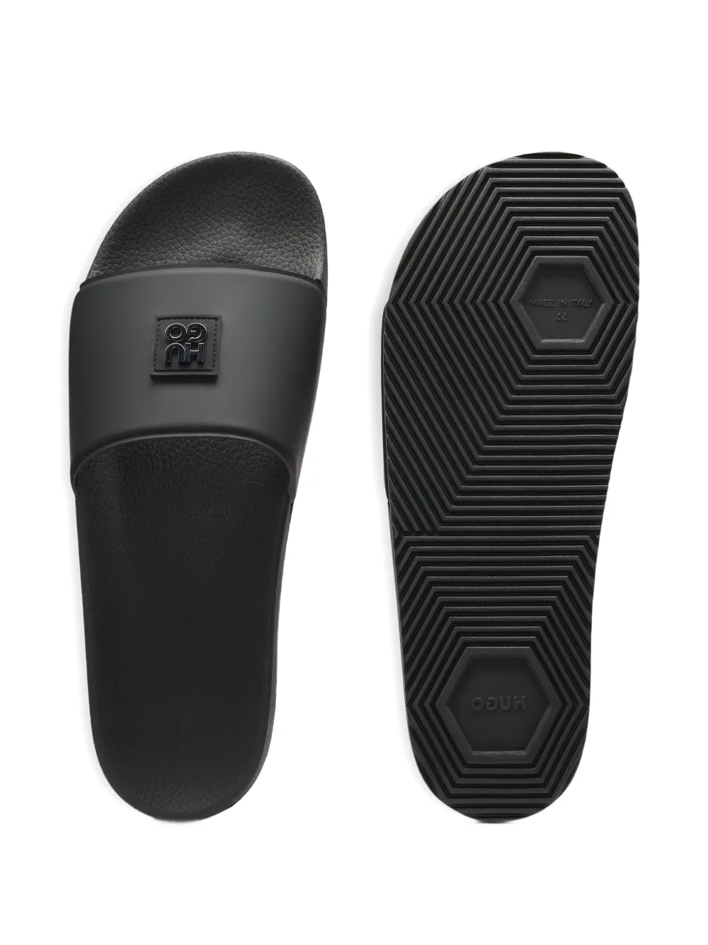 HUGO Slippers met logo-applicatie Zwart