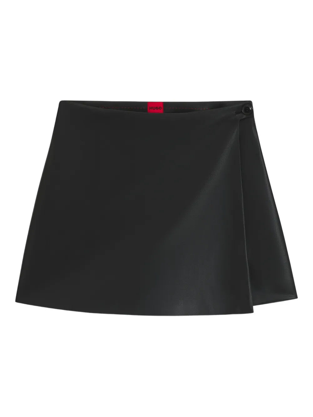 Hugo Boss Wrap-front Mini Skort In Faux Leather In Black