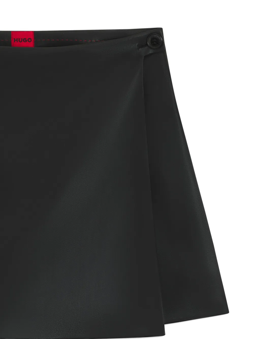 Hugo Boss Wrap-front Mini Skort In Faux Leather In Black