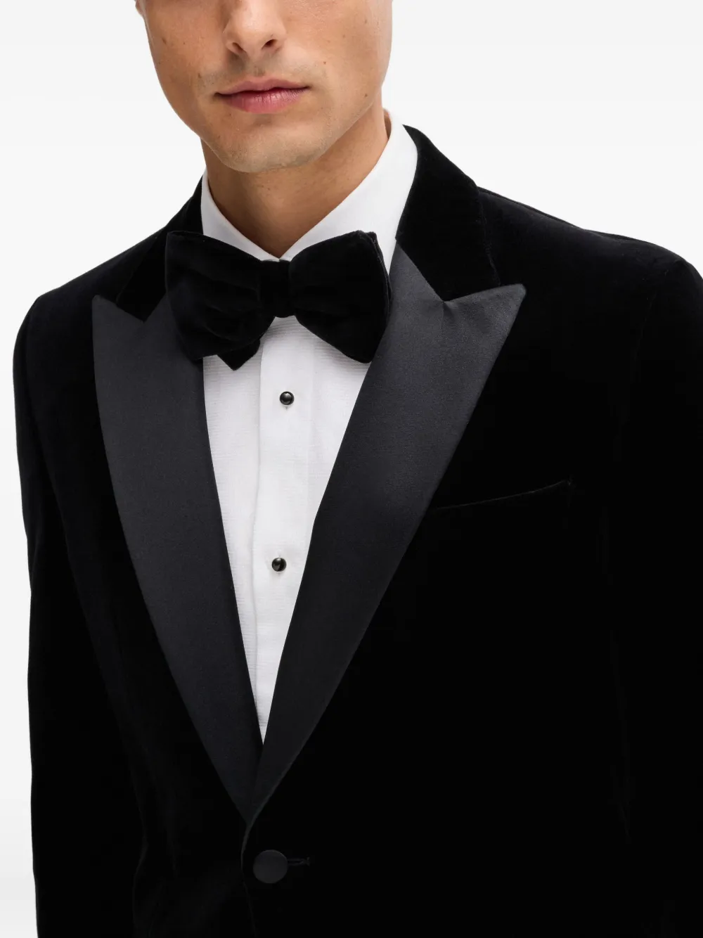 Hugo Boss Pre-tied Bow Tie In Cotton Velvet In Black