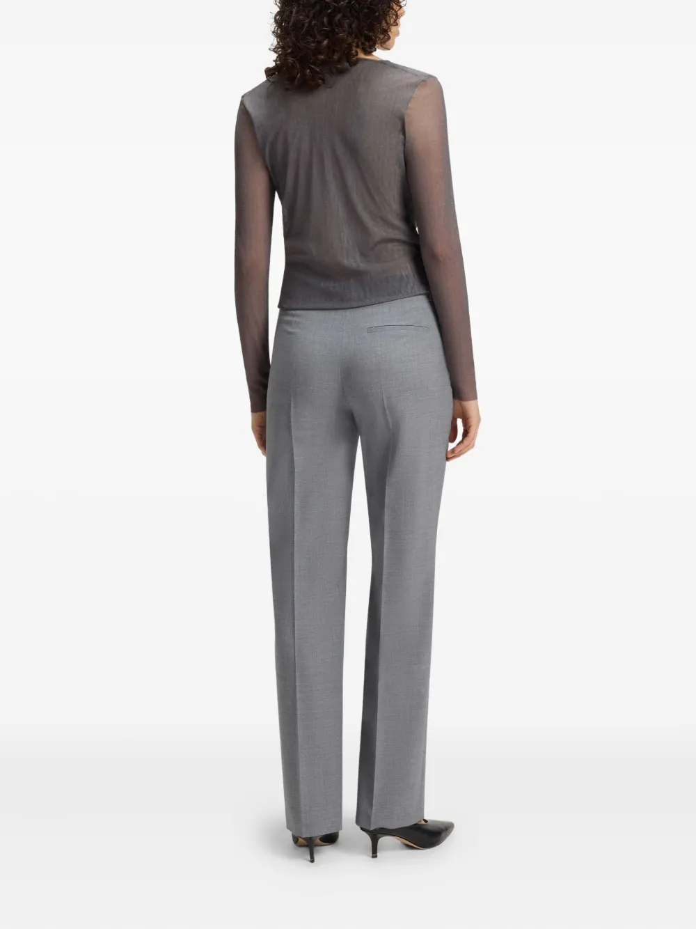 Hugo Boss Wrap-front Long-sleeve Top In Gray