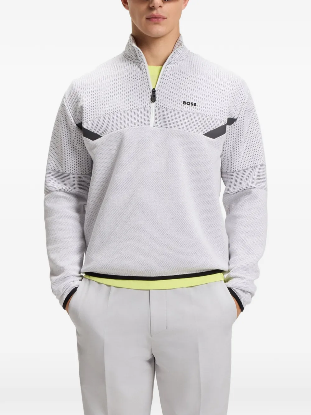 BOSS Sweater met rits Grijs
