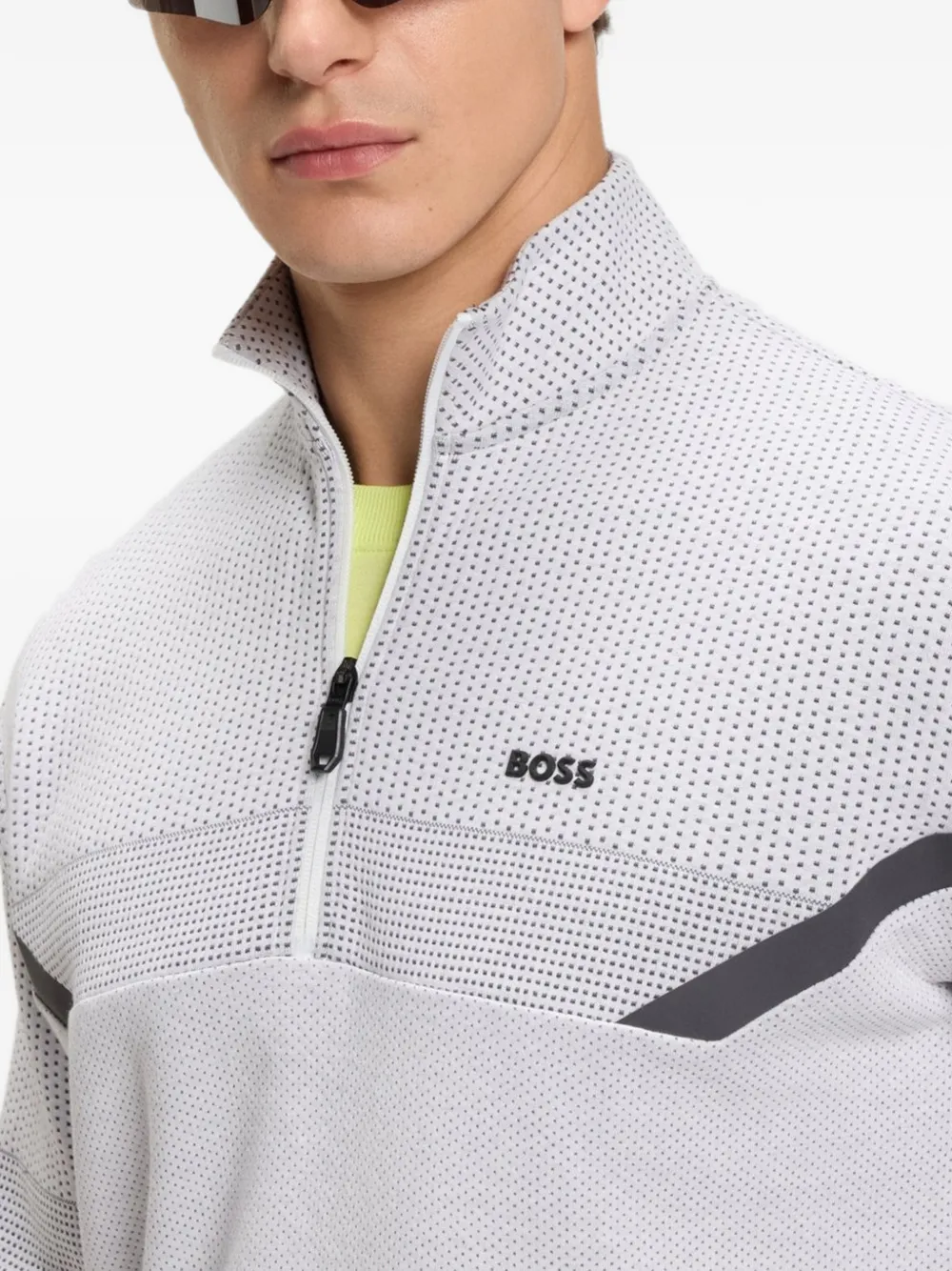 BOSS Sweater met rits Grijs