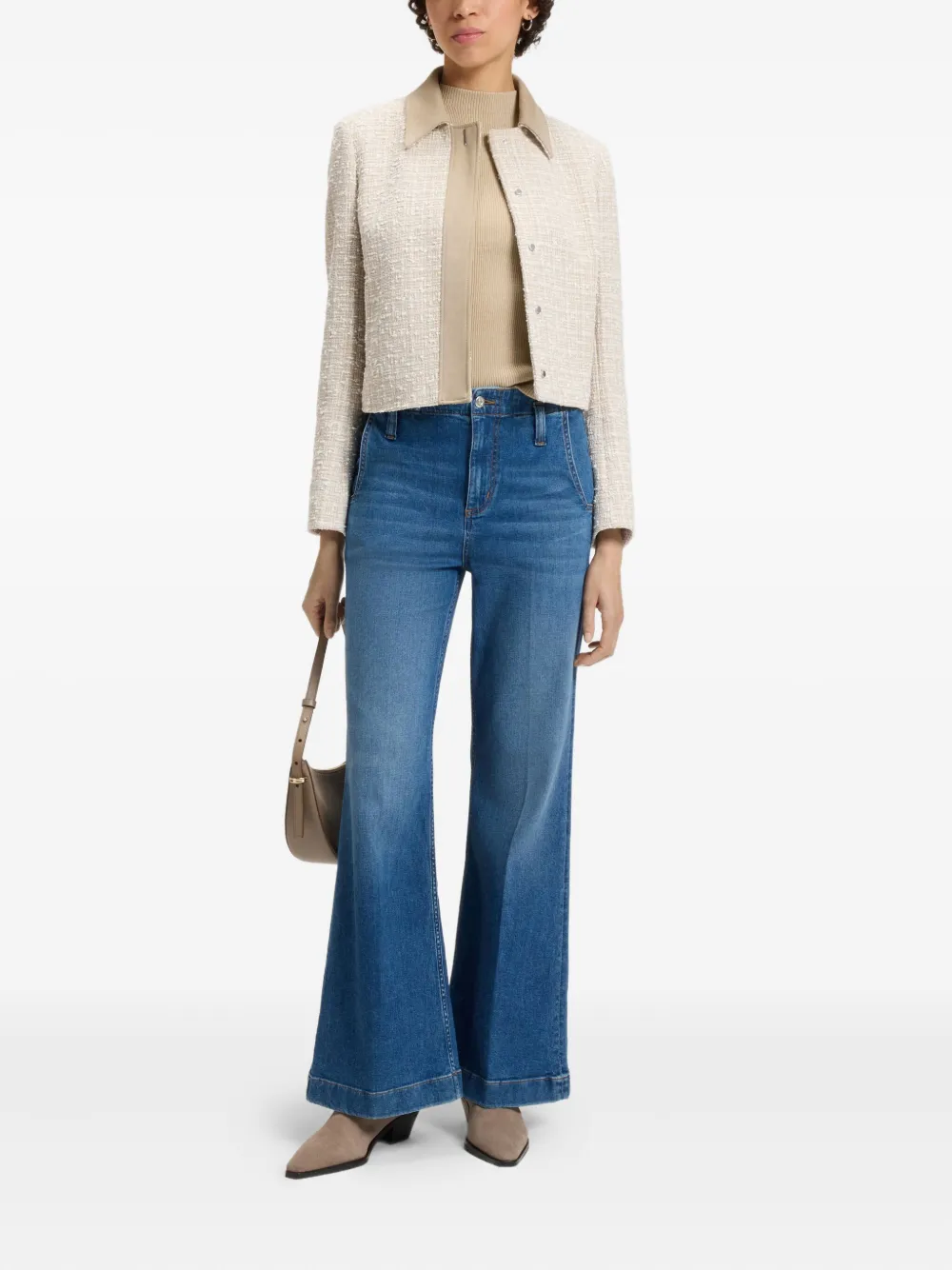 BOSS Cropped tweed jack Beige