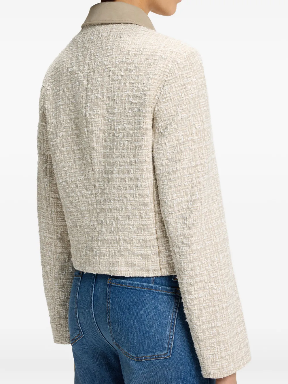 BOSS Cropped tweed jack Beige