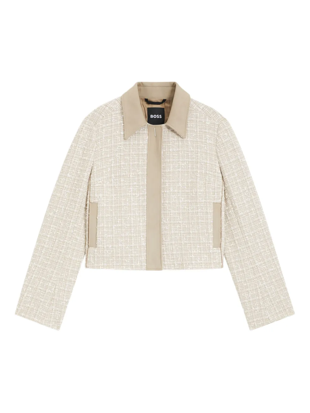 BOSS Cropped tweed jack Beige