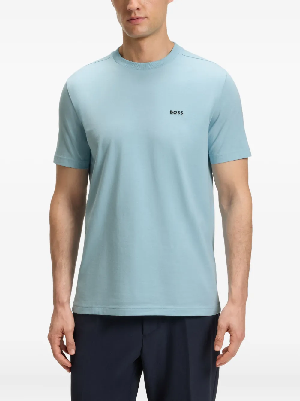 BOSS T-shirt met logodetail Blauw