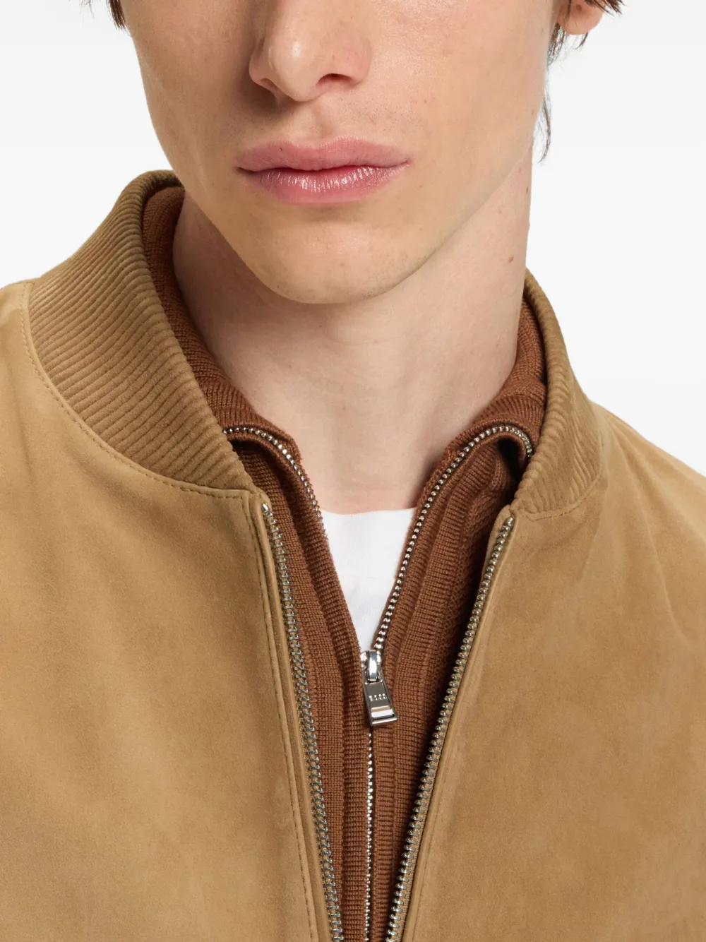 BOSS Suède bomberjack Bruin