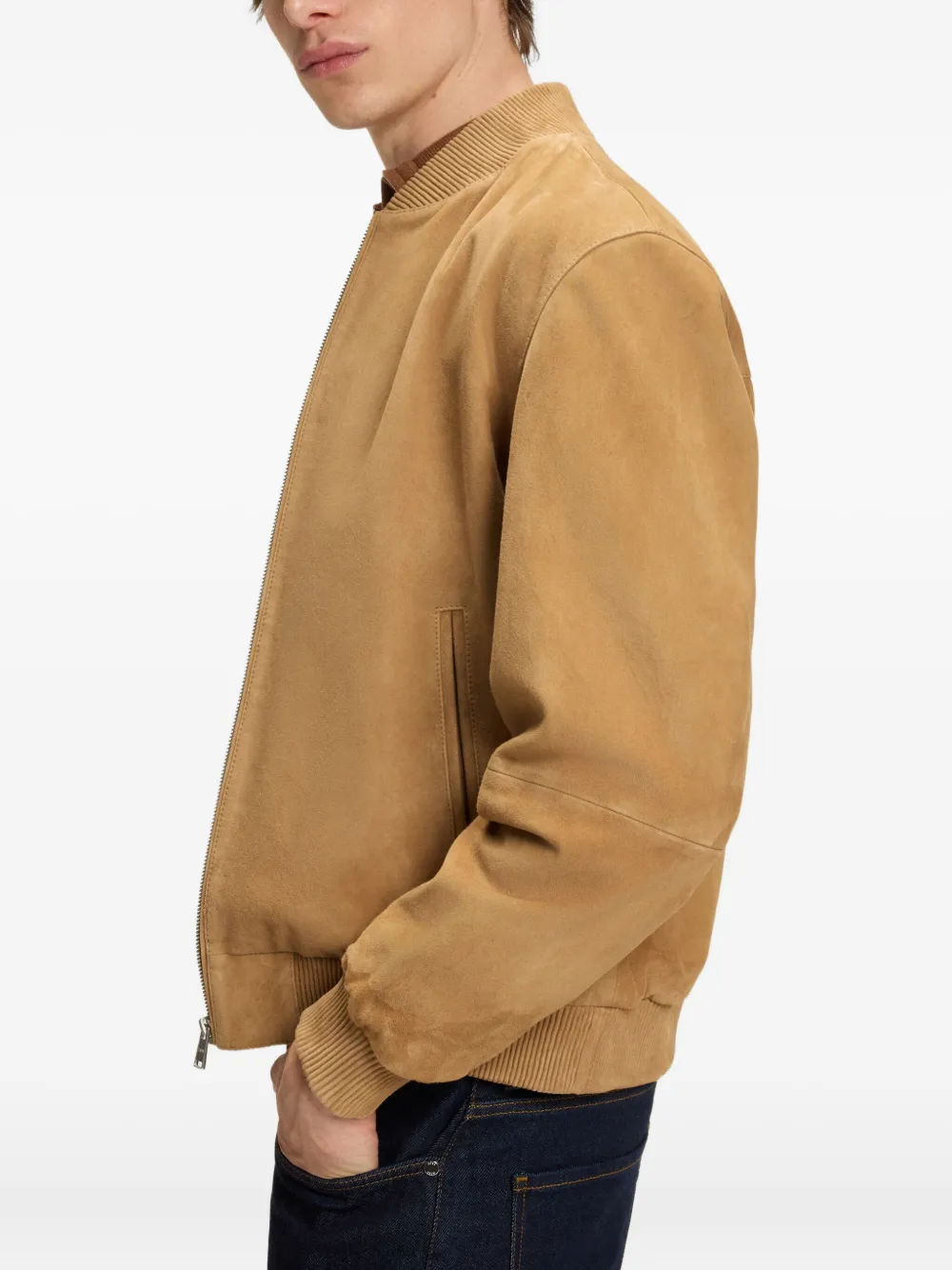 BOSS Suède bomberjack Bruin