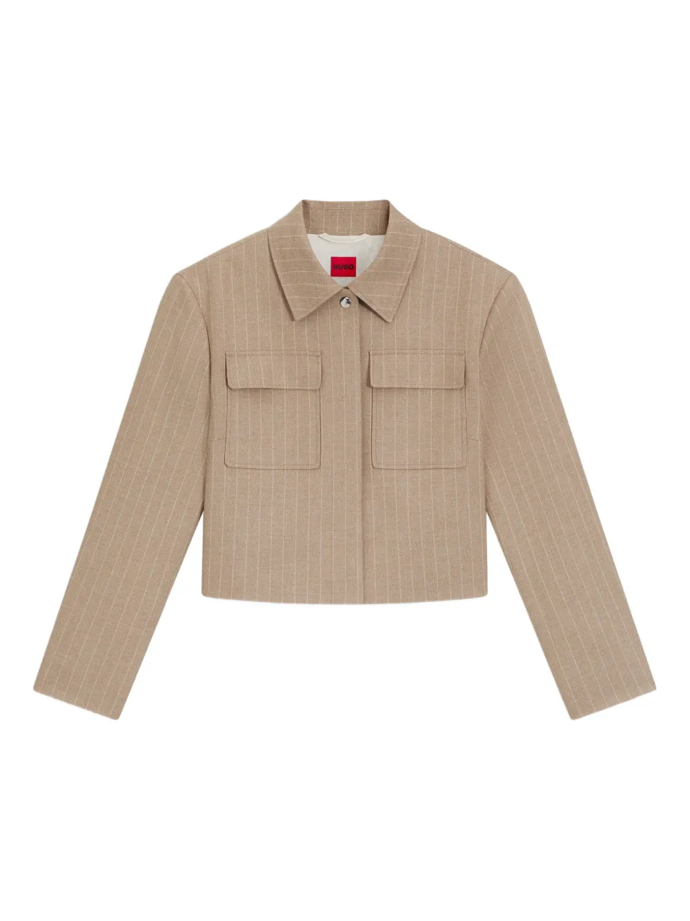 Hugo Boss Pinstriped Cropped Jacket In Brown