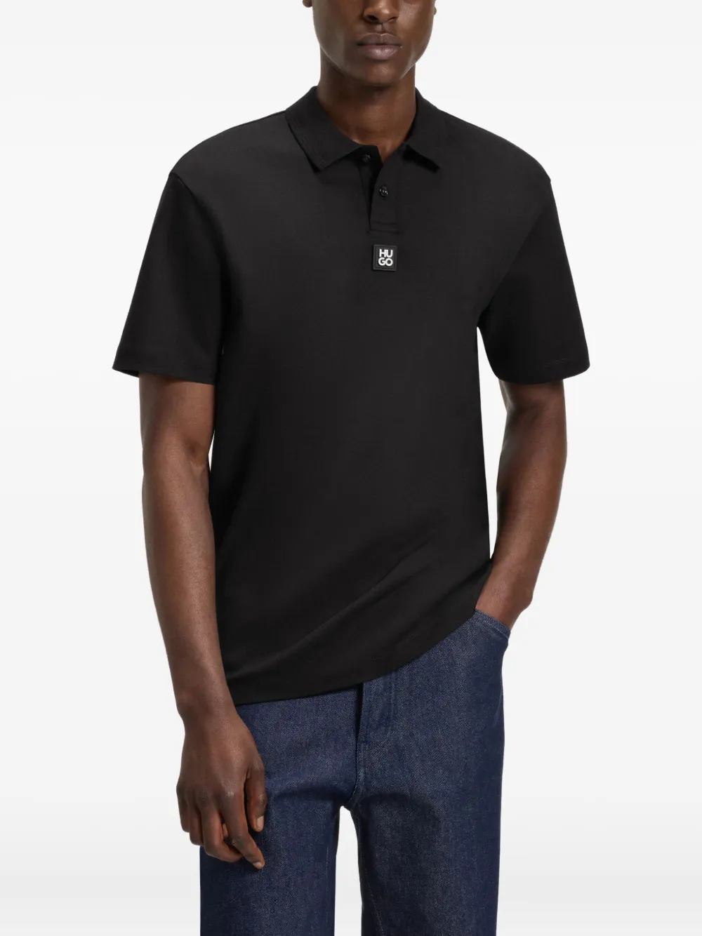 HUGO Poloshirt met logopatch Zwart