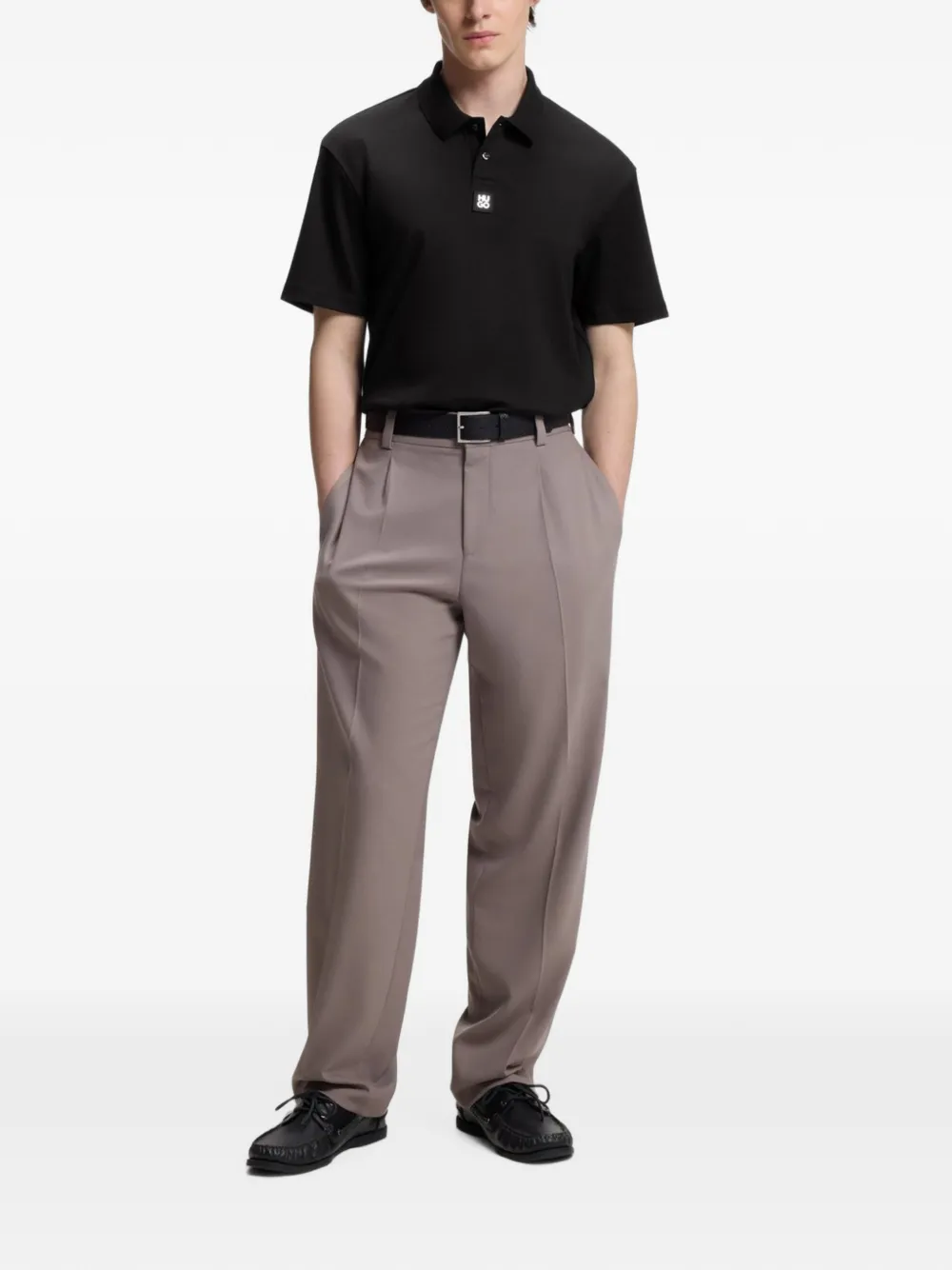 HUGO Poloshirt met logopatch Zwart