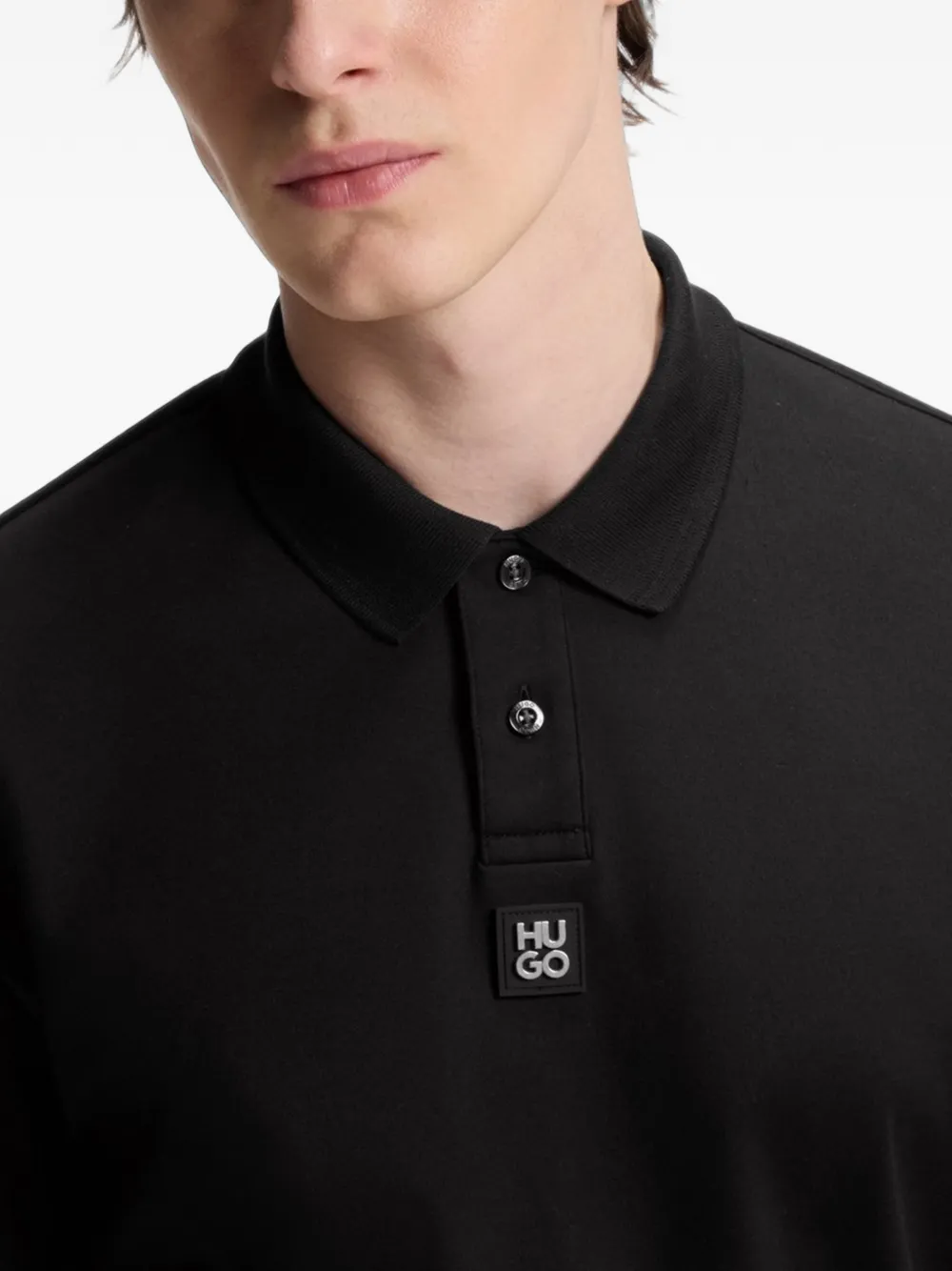 HUGO Poloshirt met logopatch Zwart