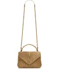 Saint Laurent medium College quilted suede shoulder bag - Brown