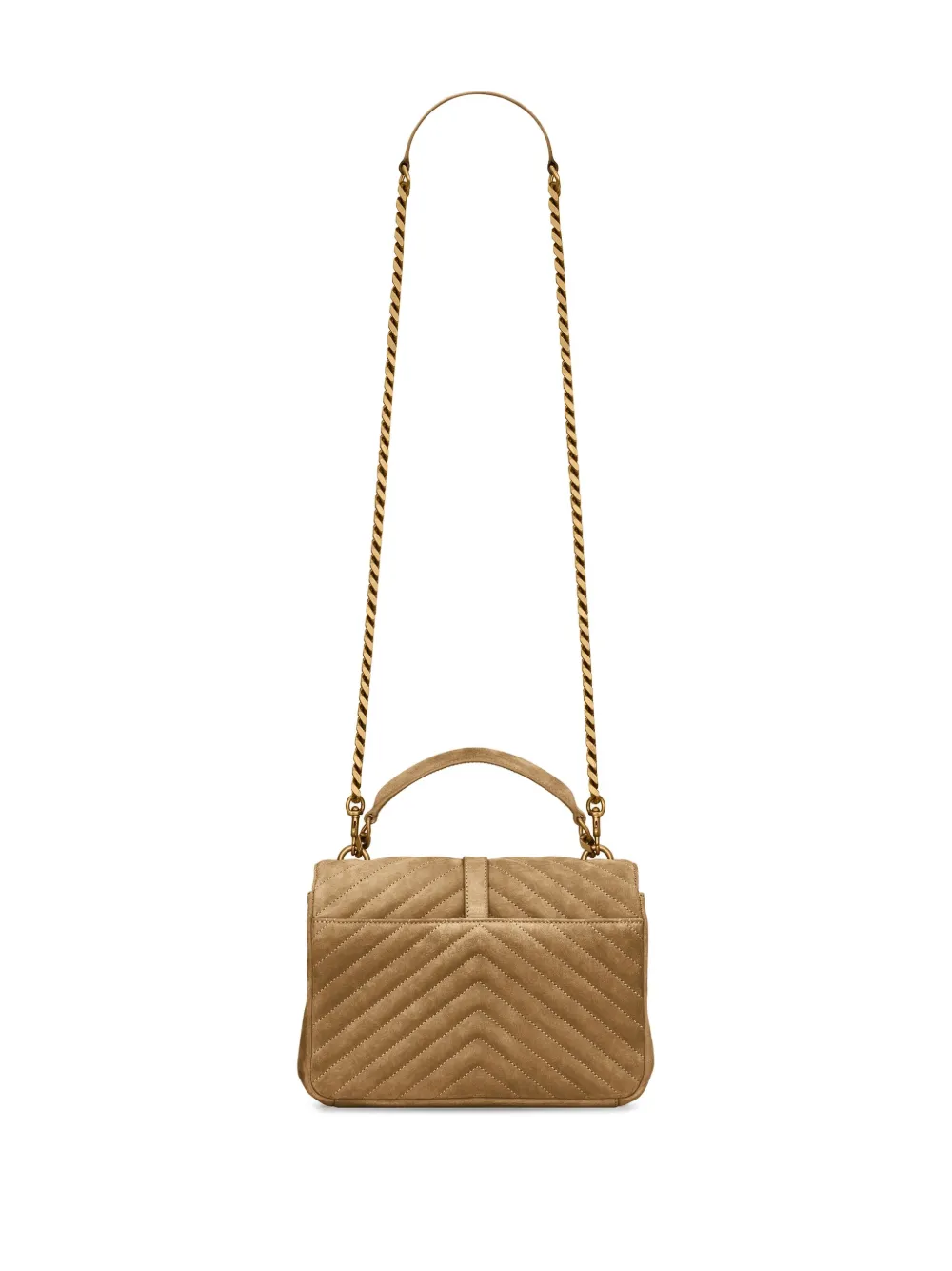 Saint Laurent medium College quilted suede shoulder bag - Bruin