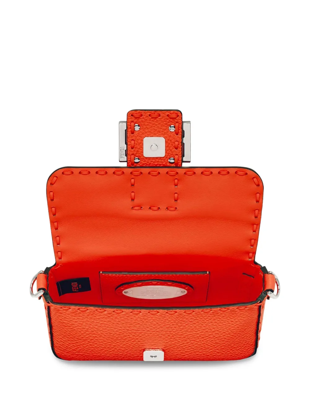 FENDI Leren crossbodytas met textuur Oranje