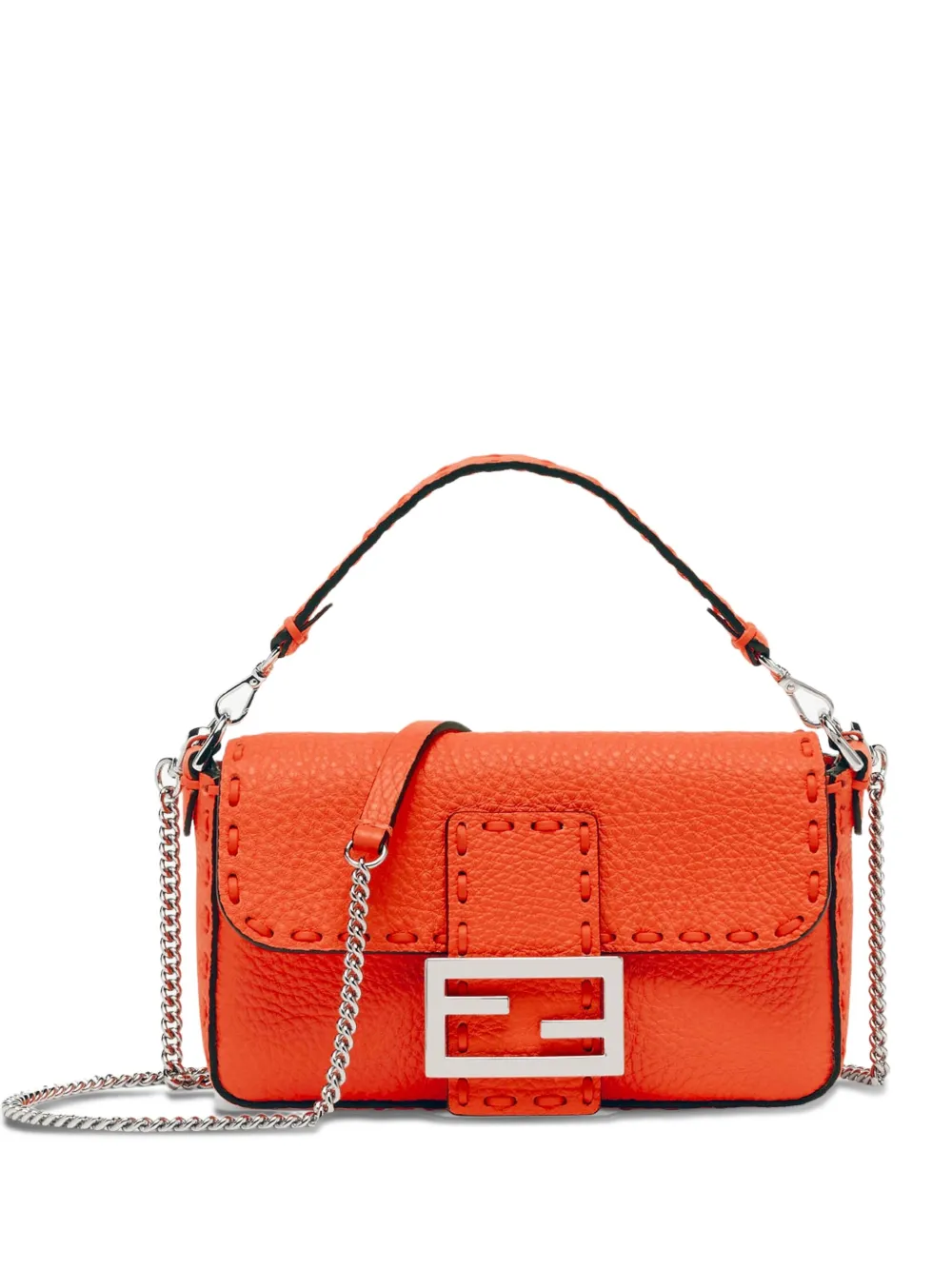 FENDI Leren crossbodytas met textuur Oranje