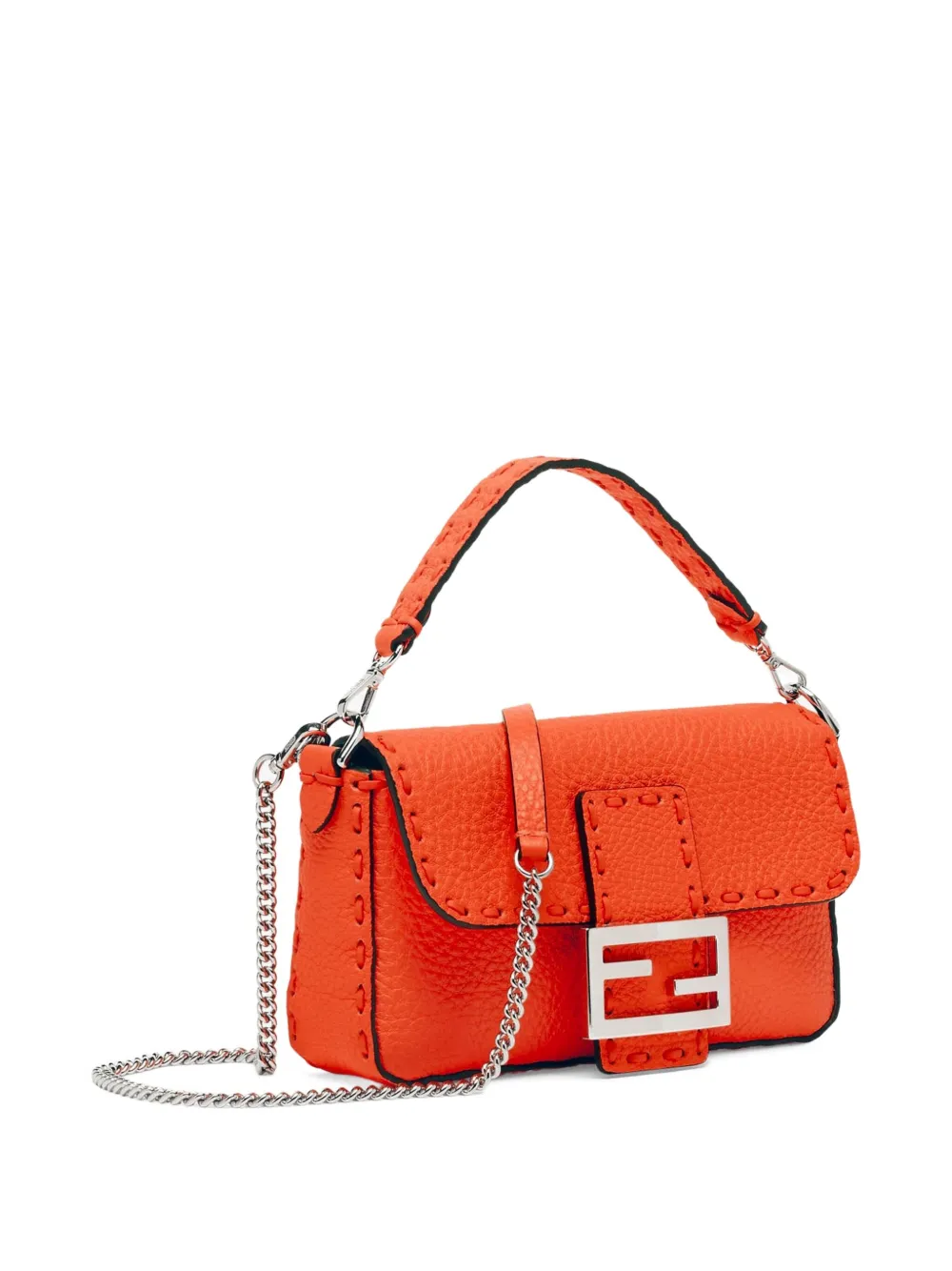 FENDI Leren crossbodytas met textuur Oranje