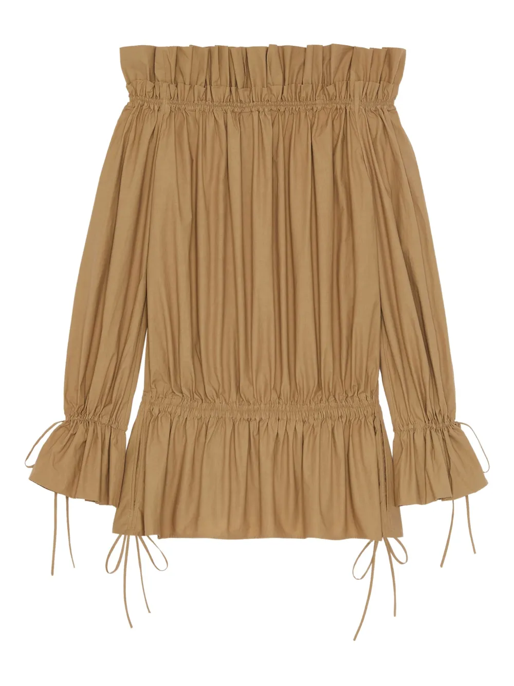 Saint Laurent gathered off-shoulder dress - Bruin