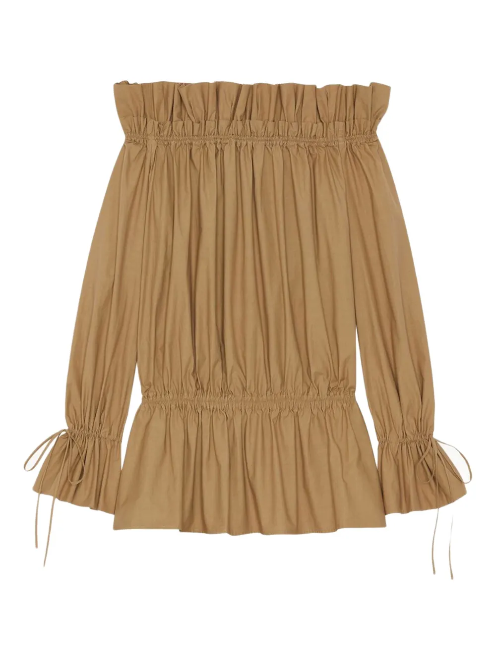 Saint Laurent robe froncée à épaules dénudées | marron | Image 1