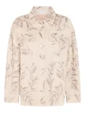 Brunello Cucinelli sequin-embellished leaf-print shirt - Neutrals